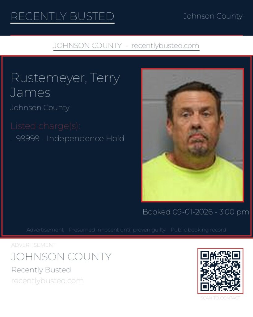 RUSTEMEYER, TERRY JAMES — arrest record card, Johnson County, Missouri