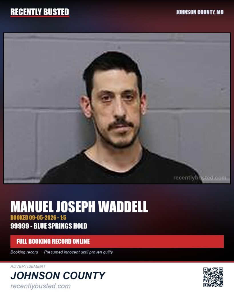 WADDELL, MANUEL JOSEPH — arrest record card, Johnson County, Missouri