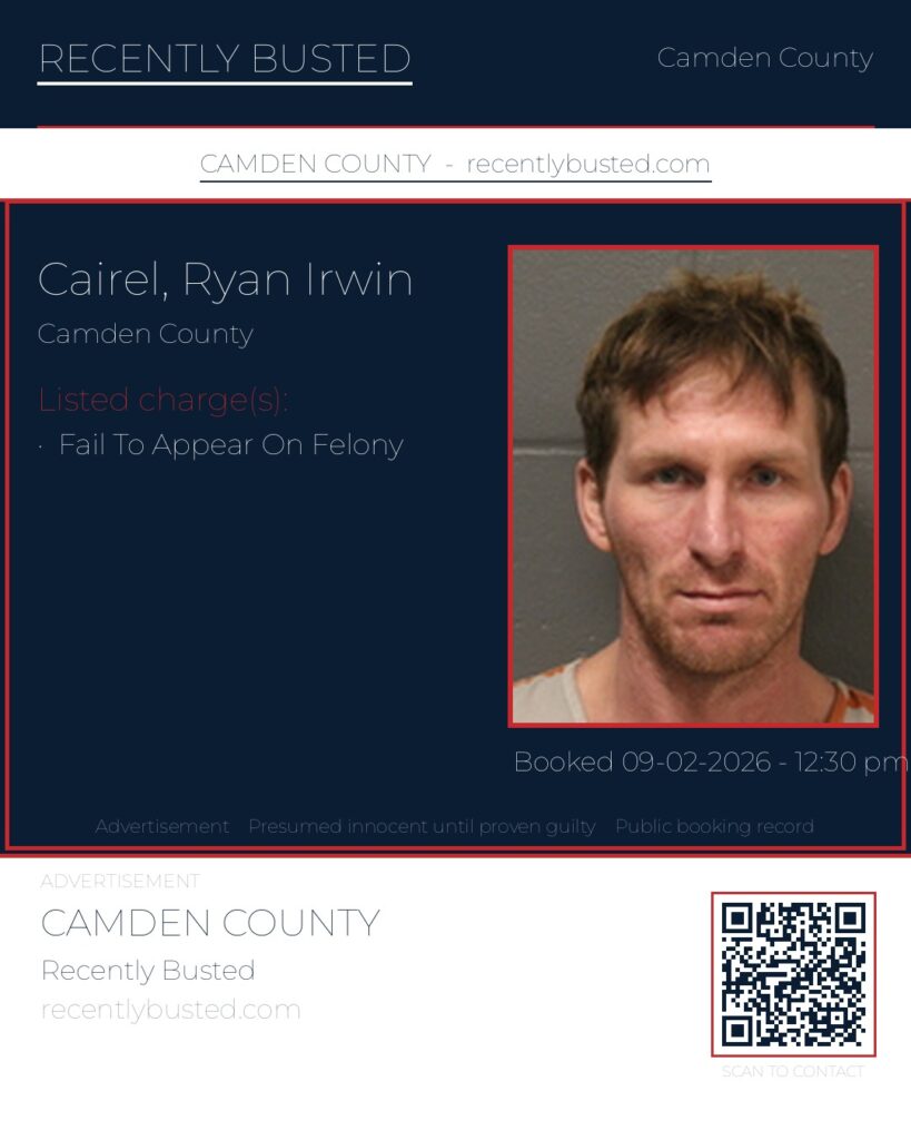 Cairel, Ryan Irwin — arrest record card, Missouri