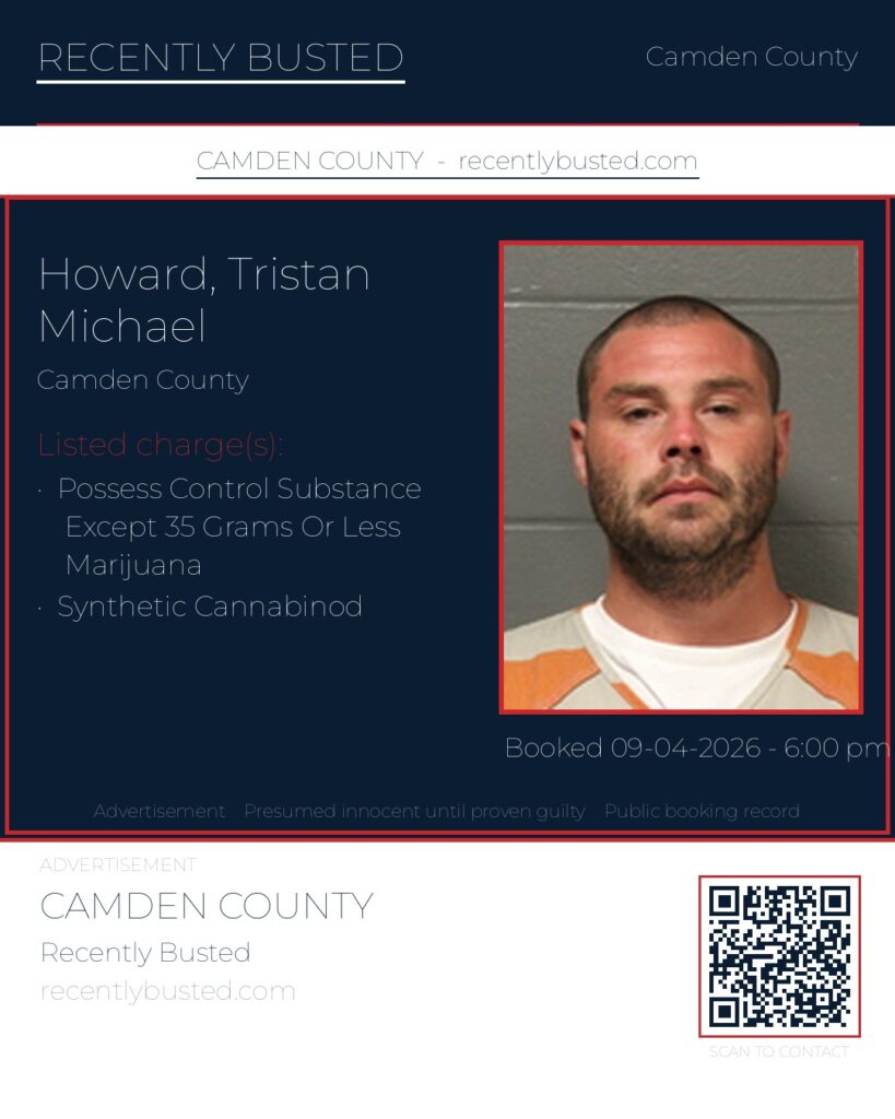 Howard, Tristan Michael — arrest record card, Missouri