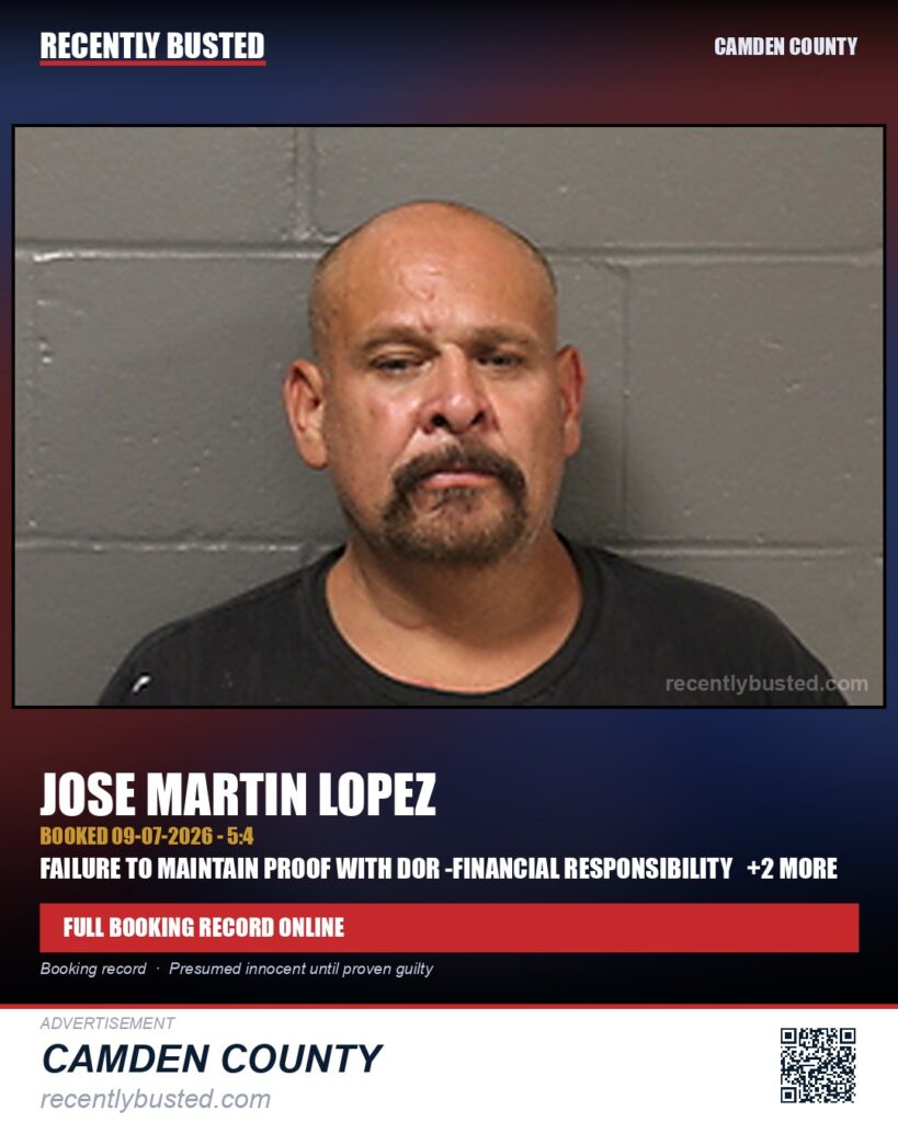 Lopez, Jose Martin — arrest record card, Missouri