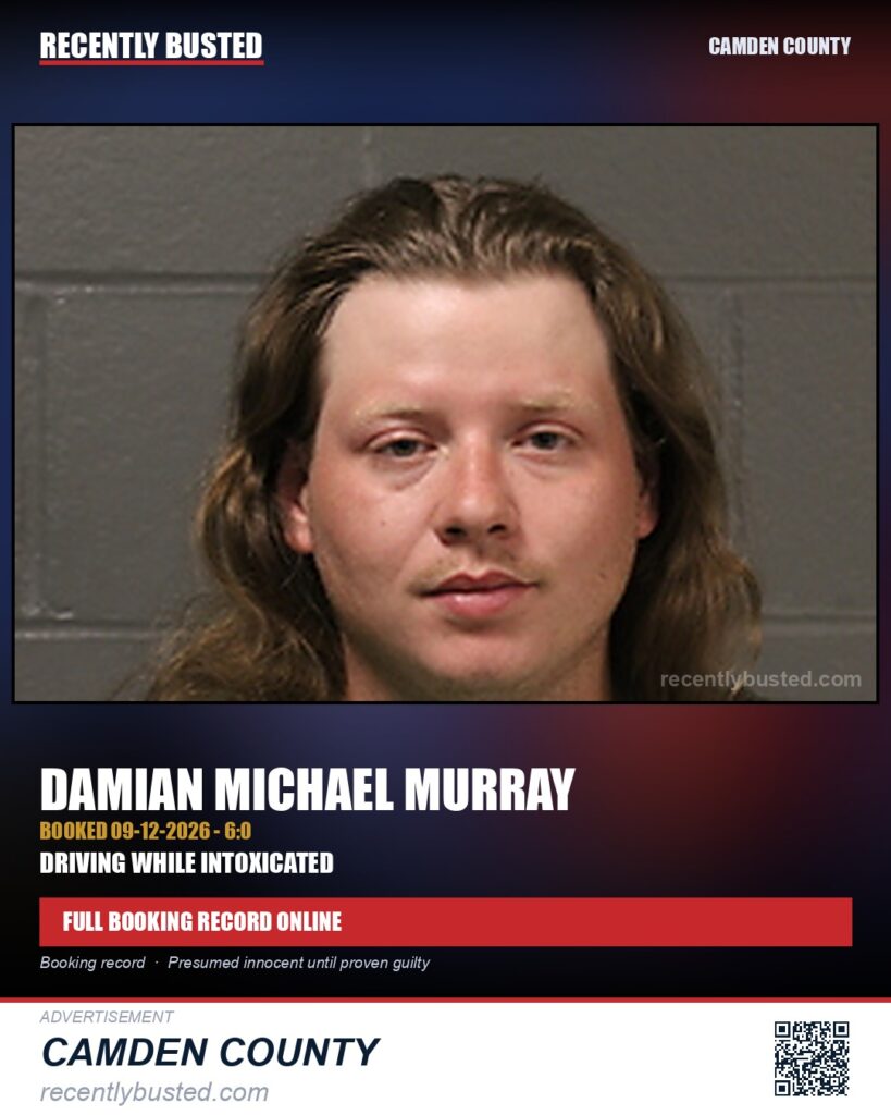 Murray, Damian Michael — arrest record card, Camden County