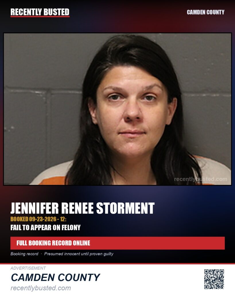 Storment, Jennifer Renee — arrest record card, Missouri