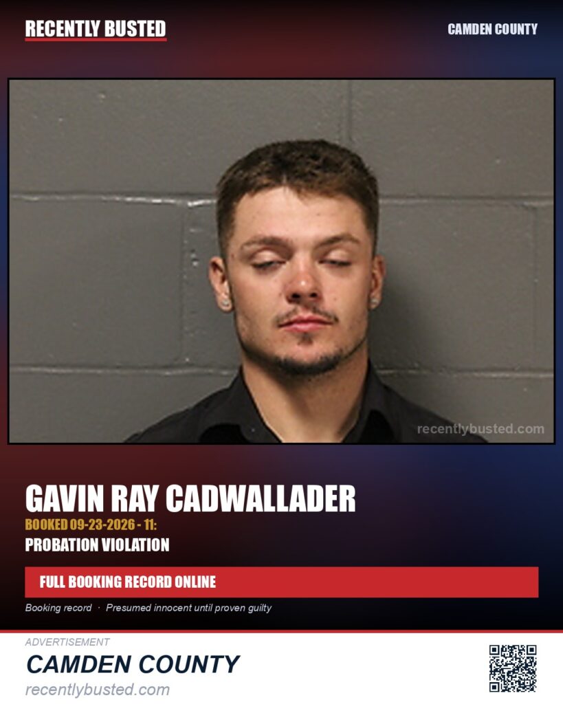 Cadwallader, Gavin Ray — arrest record card, Missouri