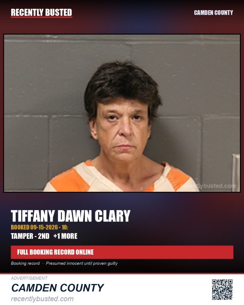 Clary, Tiffany Dawn — arrest record card, Missouri