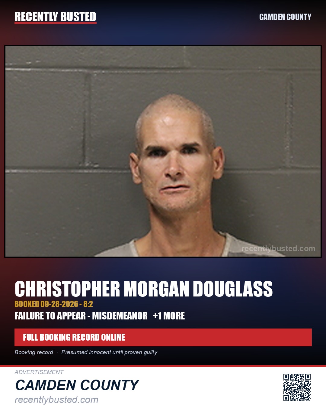 Douglass, Christopher Morgan — arrest record card, Camden County
