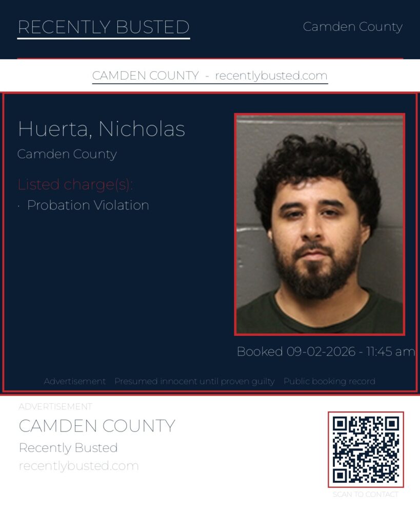 Huerta, Nicholas — arrest record card, Missouri