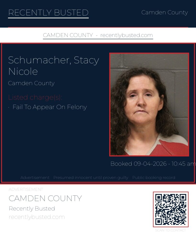 Schumacher, Stacy Nicole — arrest record card, Missouri