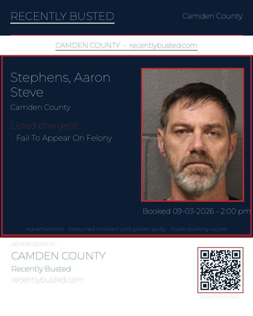 Stephens, Aaron Steve — arrest record card, Missouri