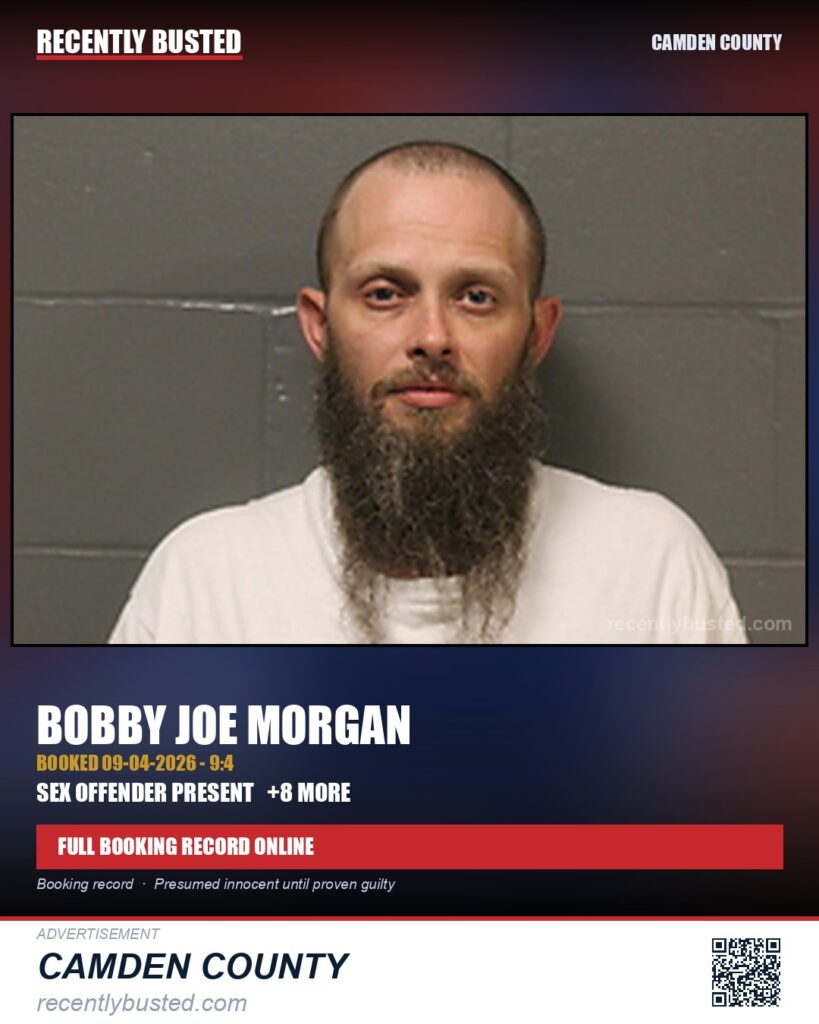Morgan, Bobby Joe — arrest record card, Camden County