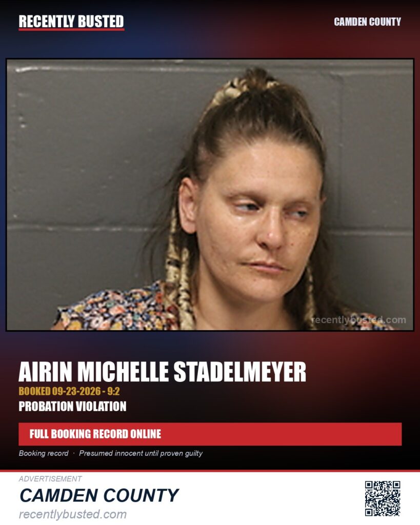 Stadelmeyer, Airin Michelle — arrest record card, Camden County