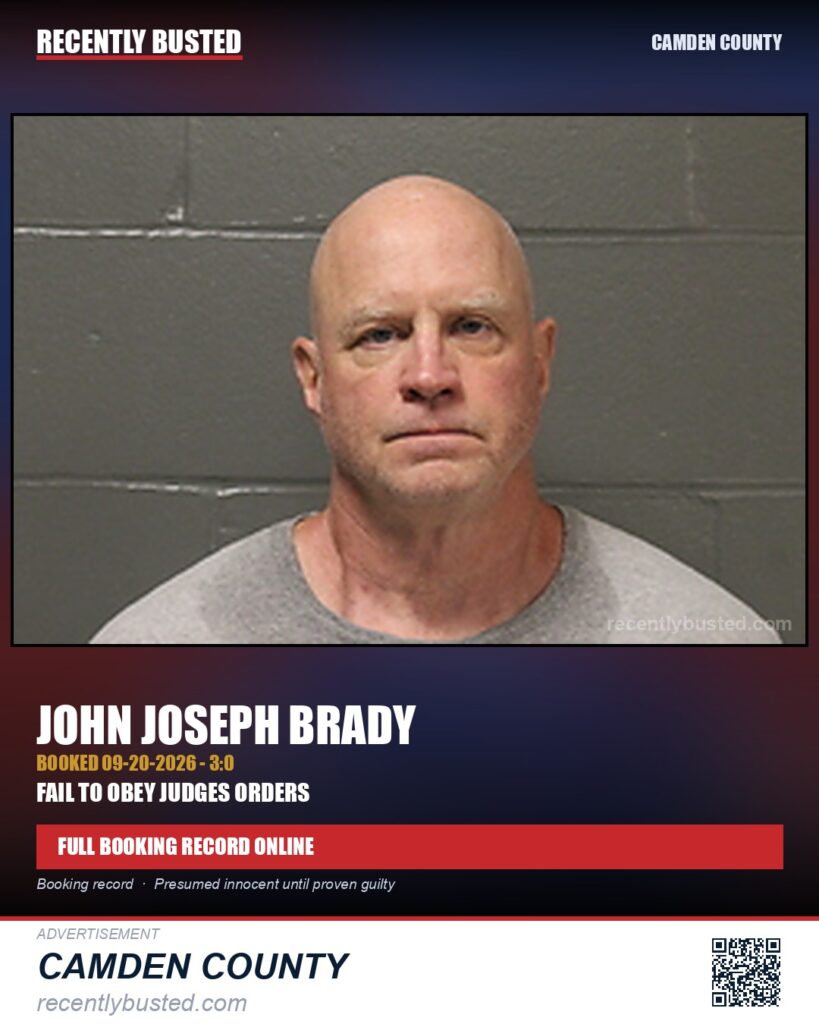 Brady, John Joseph — arrest record card, Camden County