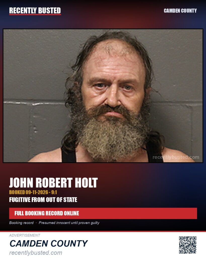 Holt, John Robert — arrest record card, Camden County