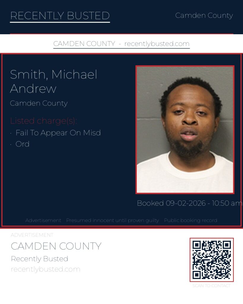 Smith, Michael Andrew — arrest record card, Camden County