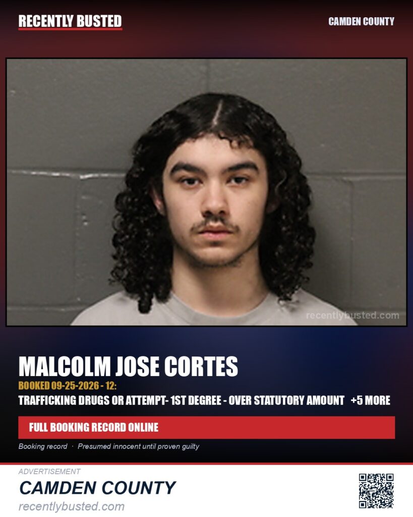 Cortes, Malcolm Jose — arrest record card, Missouri