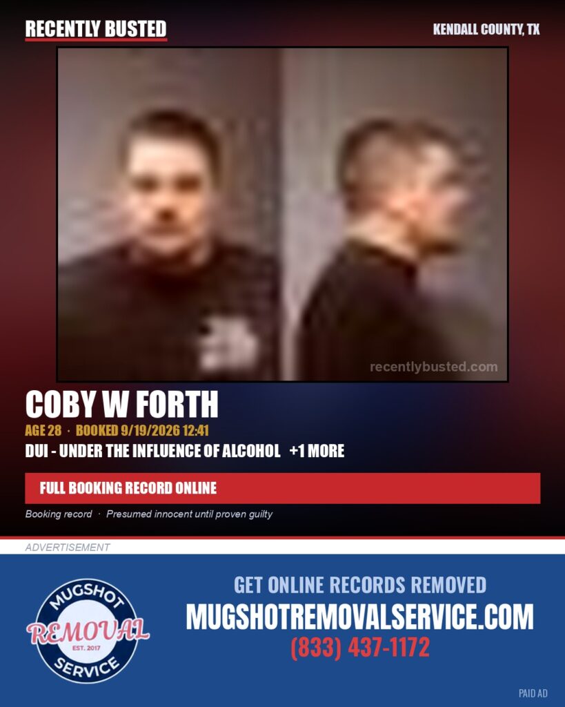 FORTH, COBY W — arrest record card, Kendall County, Illinois