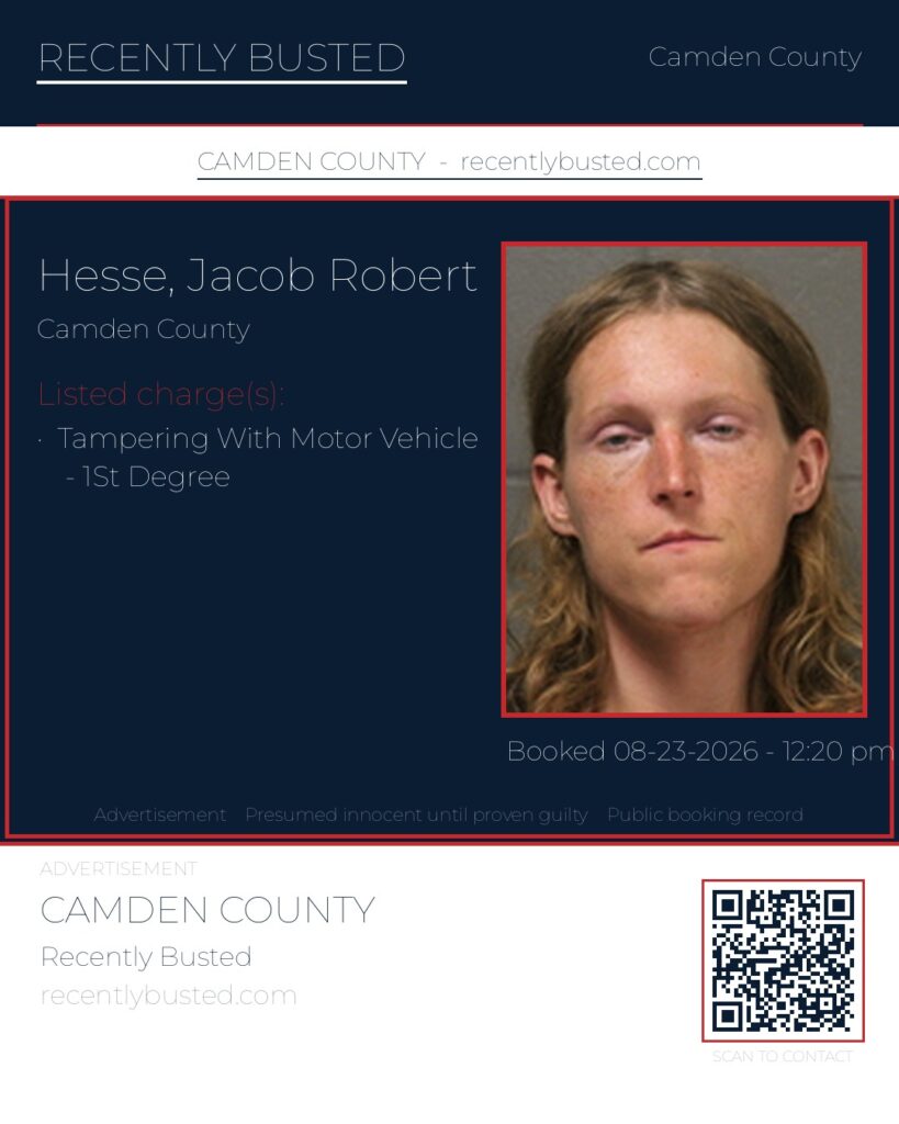 Hesse, Jacob Robert — arrest record card, Camden County