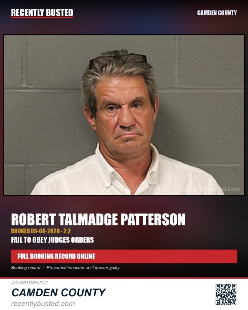 Patterson, Robert Talmadge — arrest record card, Camden County