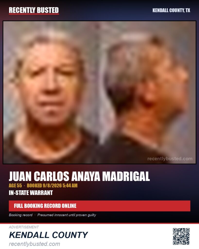 ANAYA MADRIGAL, JUAN CARLOS — arrest record card, Kendall County, Illinois