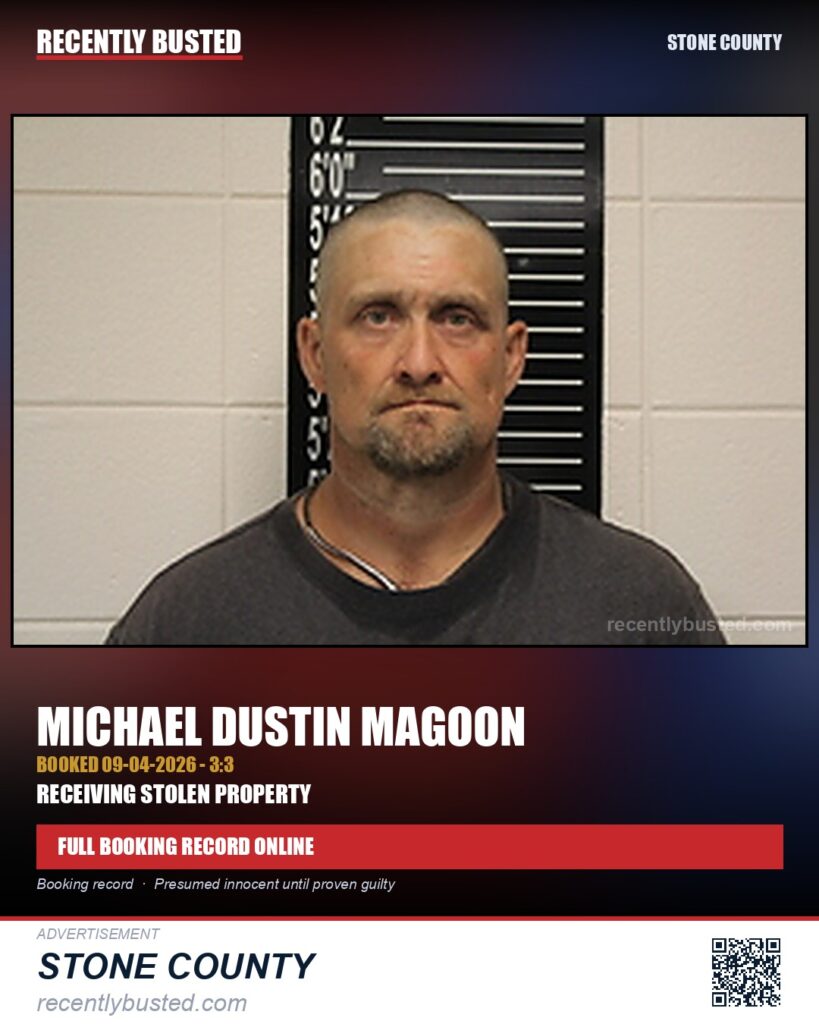 Magoon, Michael Dustin — arrest record card, Missouri