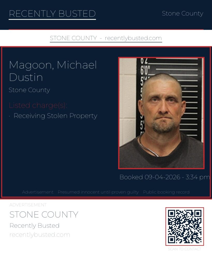Magoon, Michael Dustin — arrest record card, Missouri