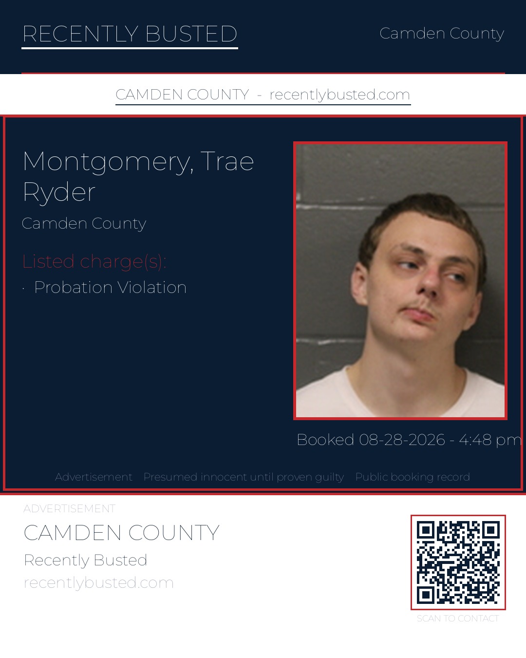 Montgomery, Trae Ryder — arrest record card, Camden County
