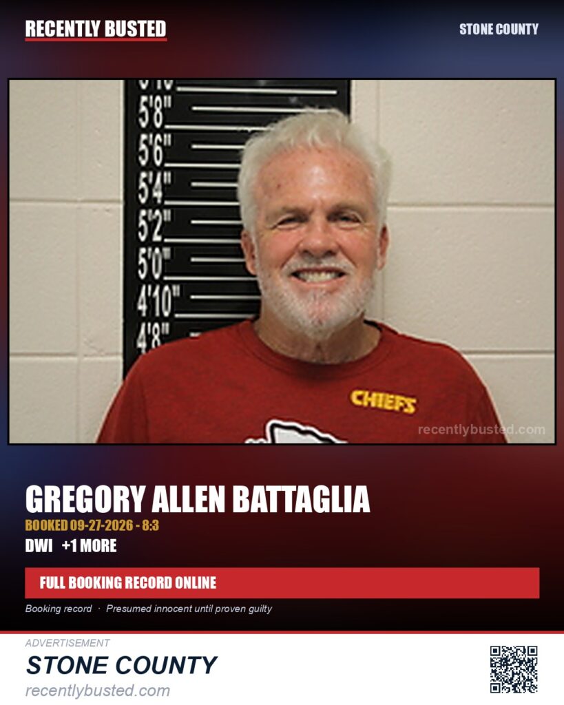 Battaglia, Gregory Allen — arrest record card, Missouri