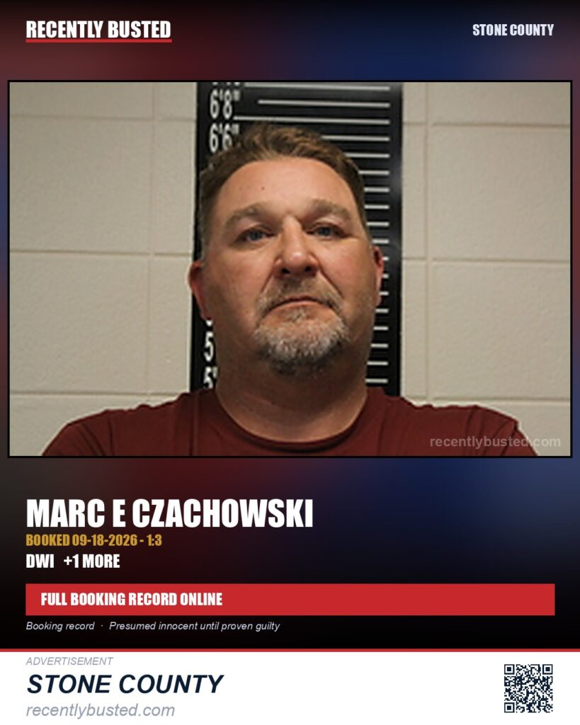 Czachowski, Marc E — arrest record card, Missouri