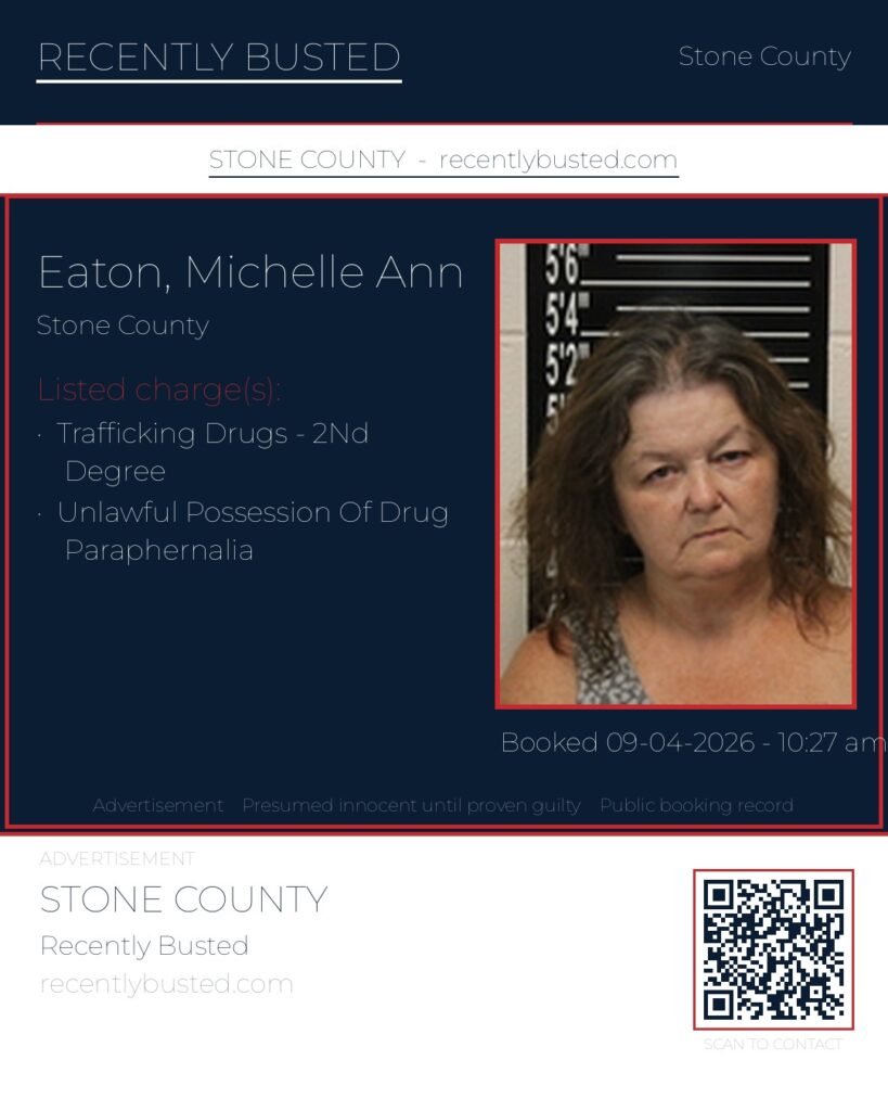 Eaton, Michelle Ann — arrest record card, Missouri