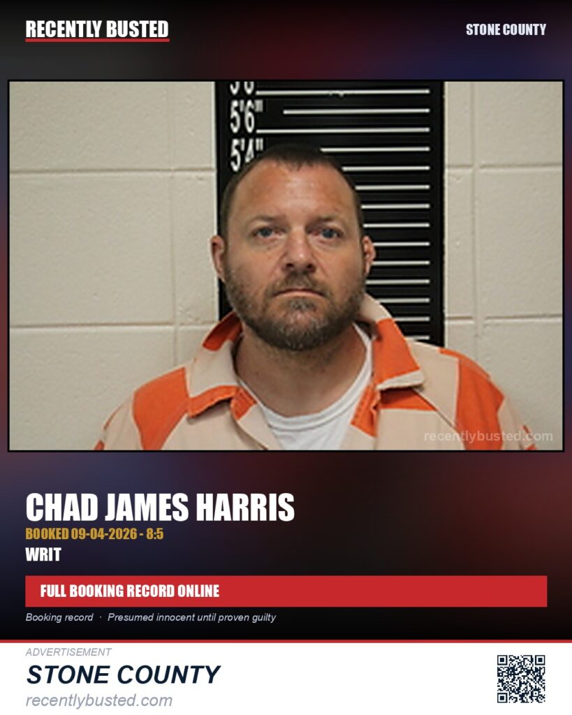 Harris, Chad James — arrest record card, Missouri