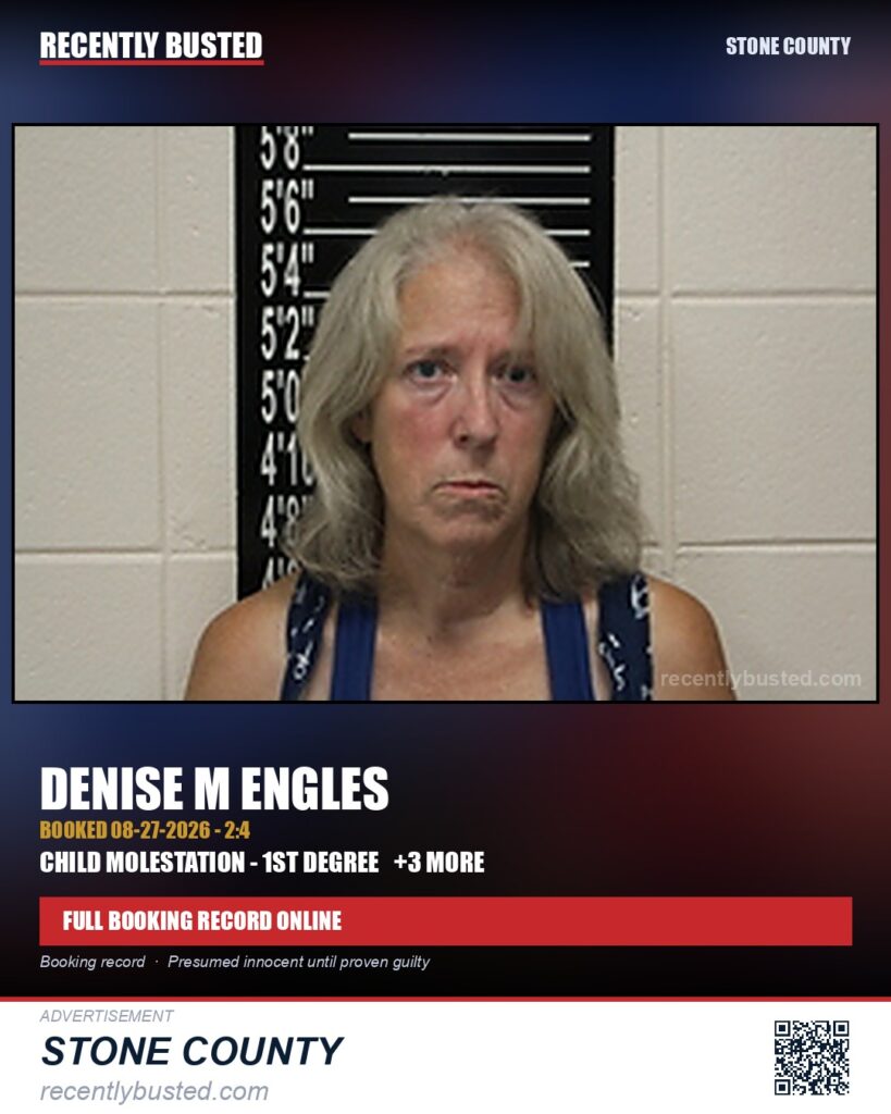 Engles, Denise M — arrest record card, Stone County