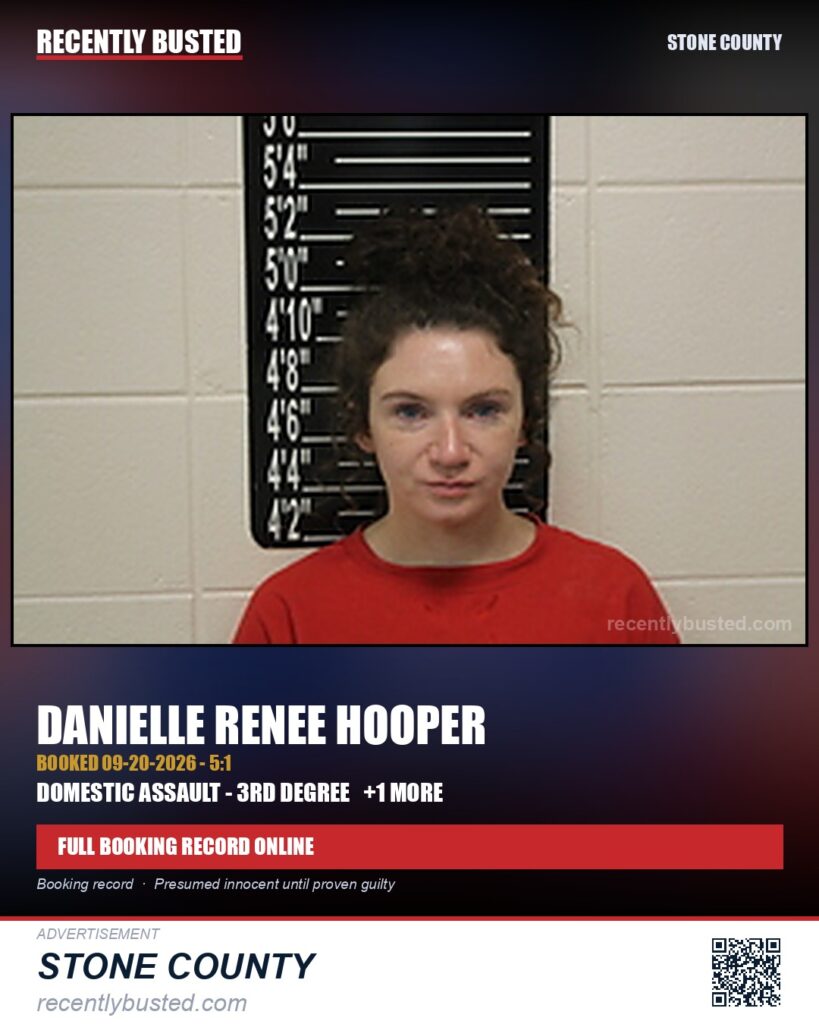 Hooper, Danielle Renee — arrest record card, Missouri