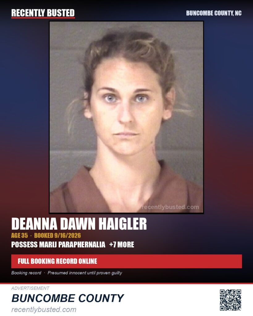 DEANNA DAWN HAIGLER — arrest record card, Buncombe County, North Carolina