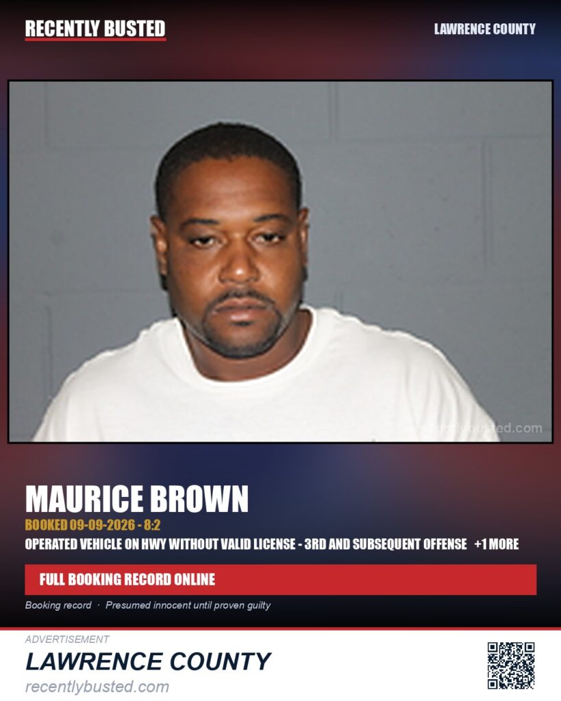 BROWN, MAURICE — arrest record card, Missouri
