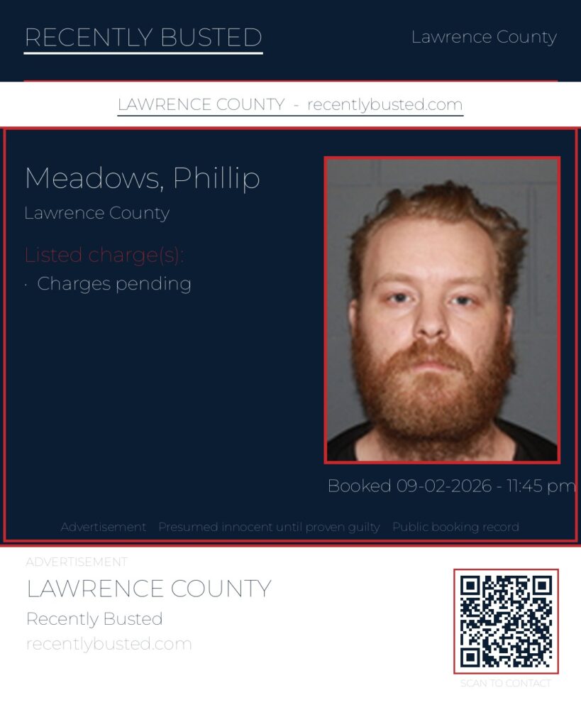 MEADOWS, PHILLIP — arrest record card, Missouri