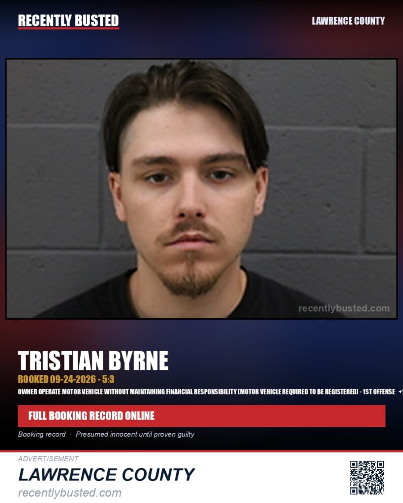 BYRNE, TRISTIAN — arrest record card, Missouri