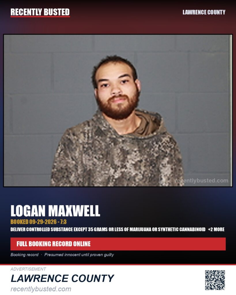 MAXWELL, LOGAN — arrest record card, Missouri