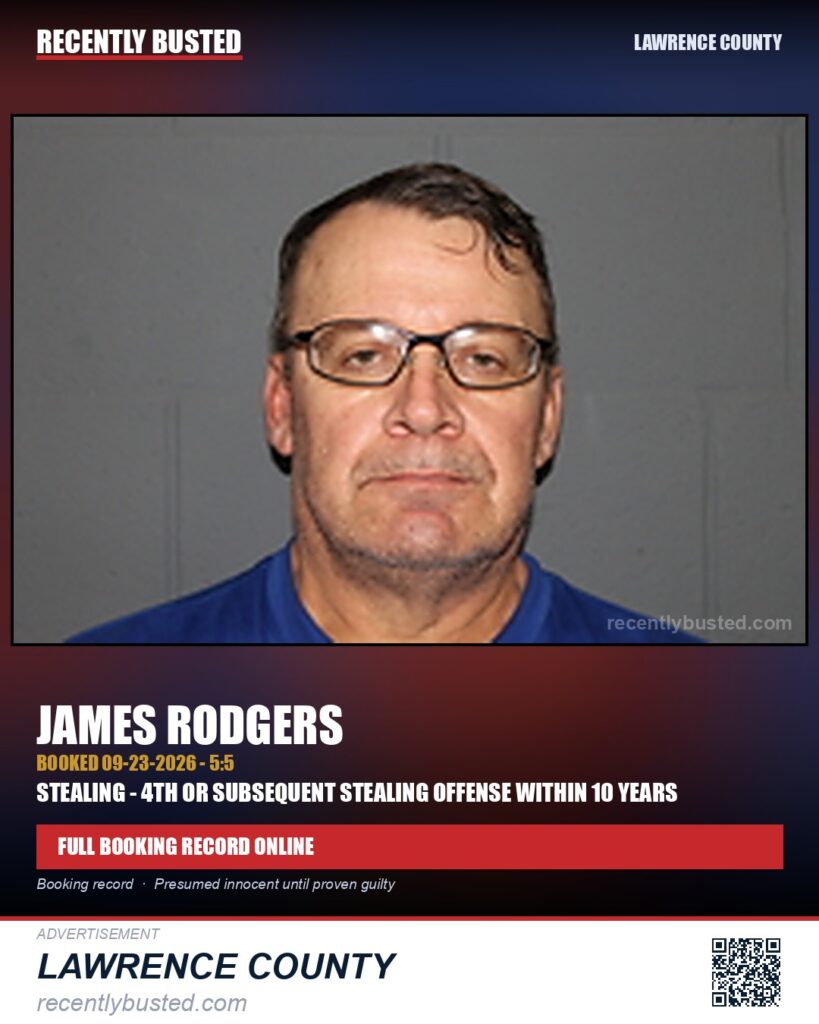 RODGERS, JAMES — arrest record card, Missouri