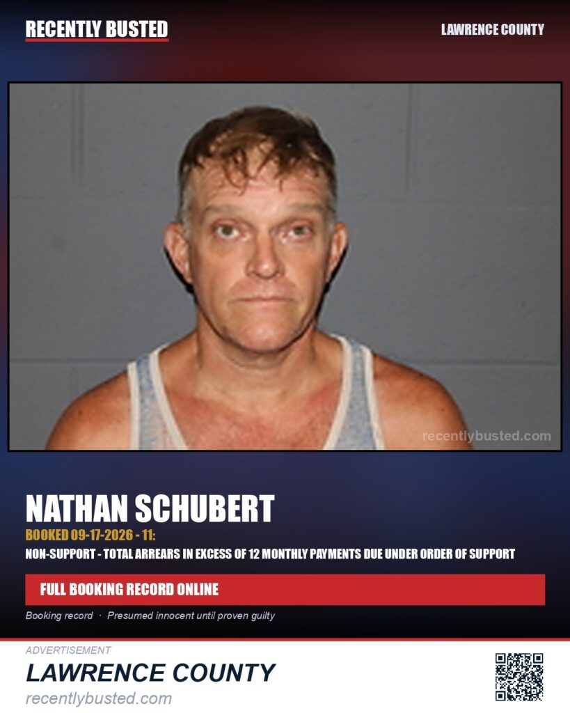 SCHUBERT, NATHAN — arrest record card, Missouri