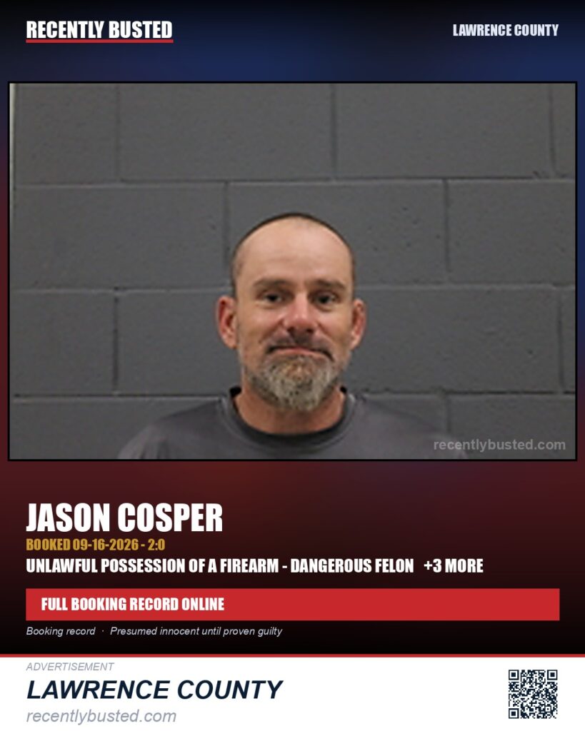 COSPER, JASON — arrest record card, Missouri