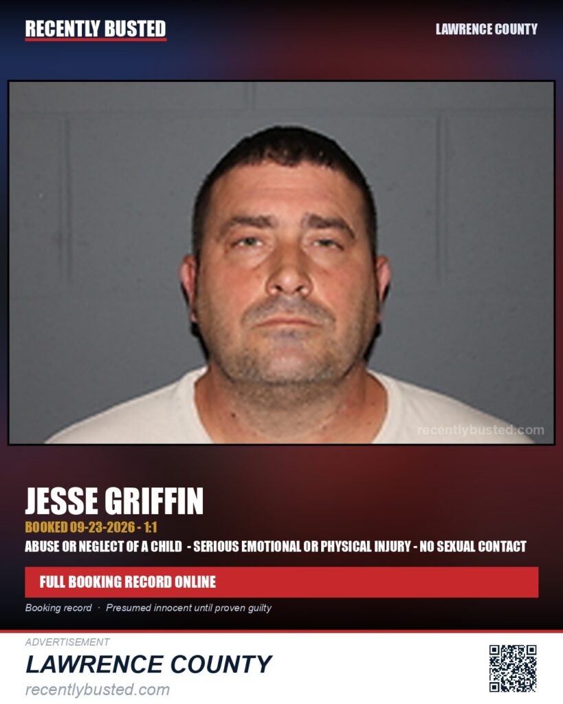GRIFFIN, JESSE — arrest record card, Missouri