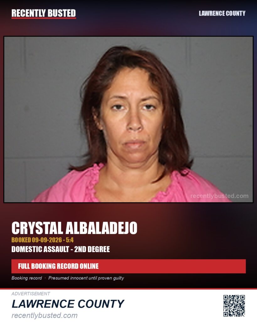 ALBALADEJO, CRYSTAL — arrest record card, Missouri