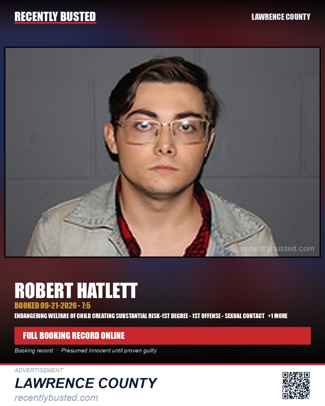 HATLETT, ROBERT — arrest record card, Lawrence County