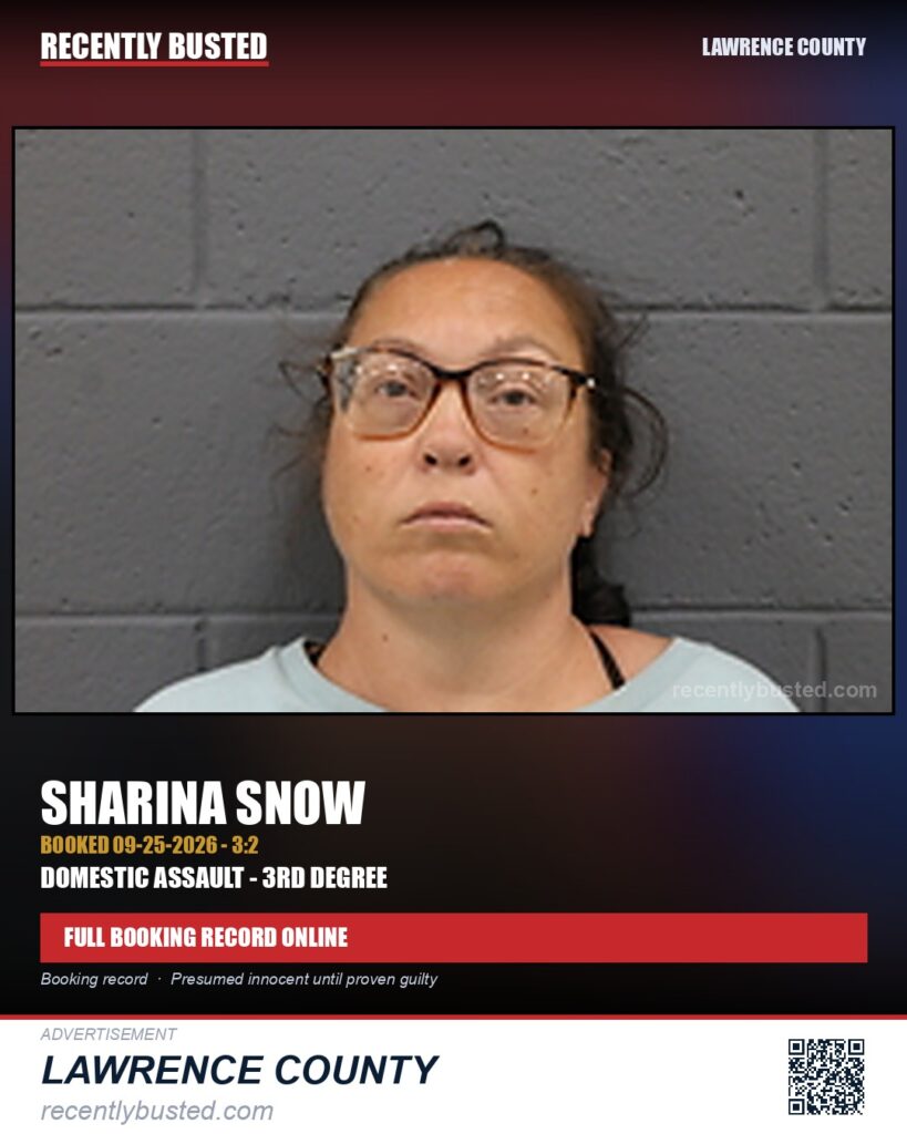 SNOW, SHARINA — arrest record card, Missouri