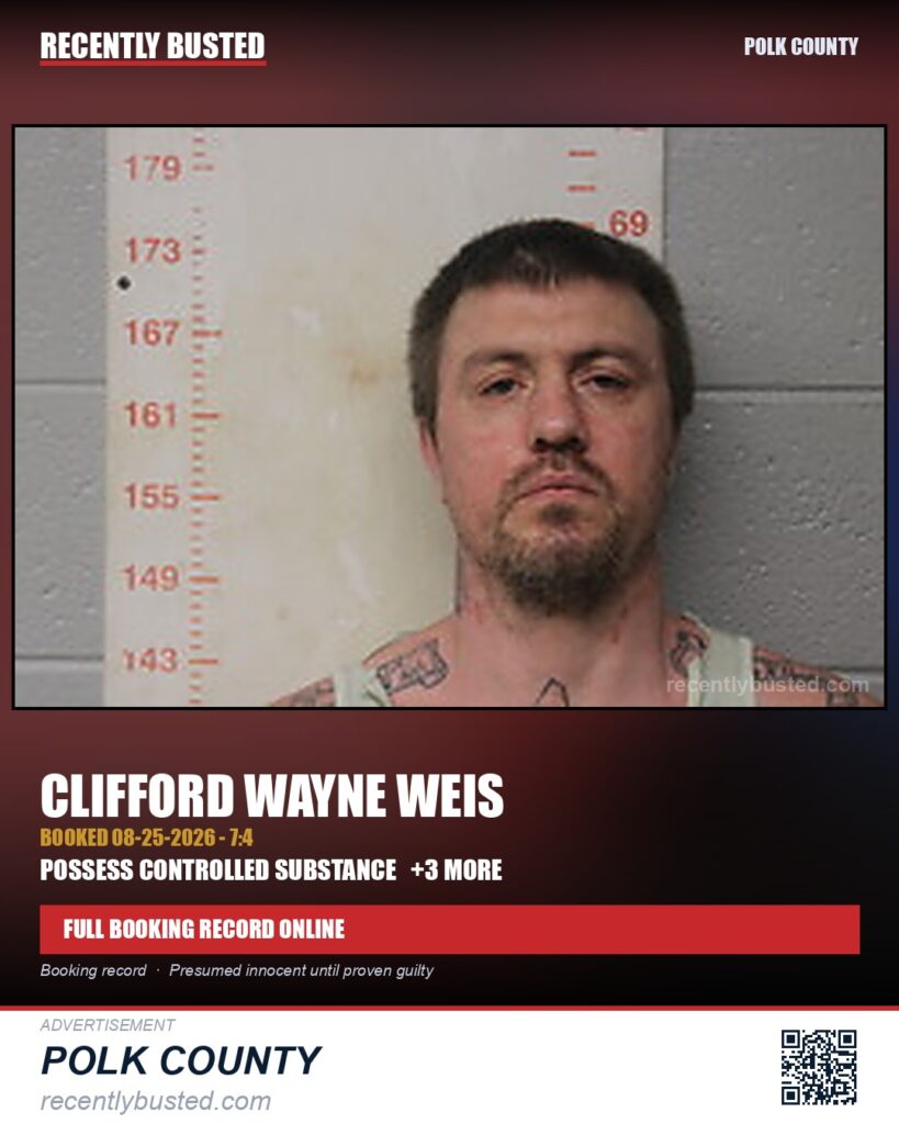 WEIS, CLIFFORD WAYNE — arrest record card, Polk County