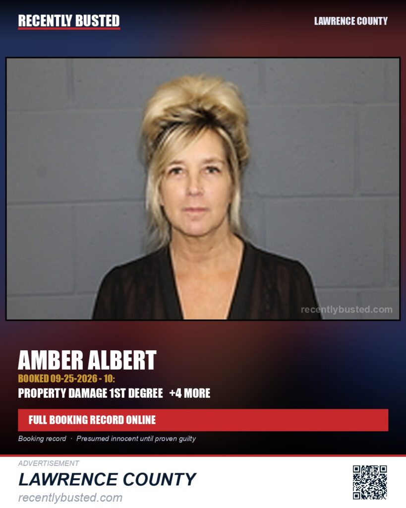 ALBERT, AMBER — arrest record card, Missouri