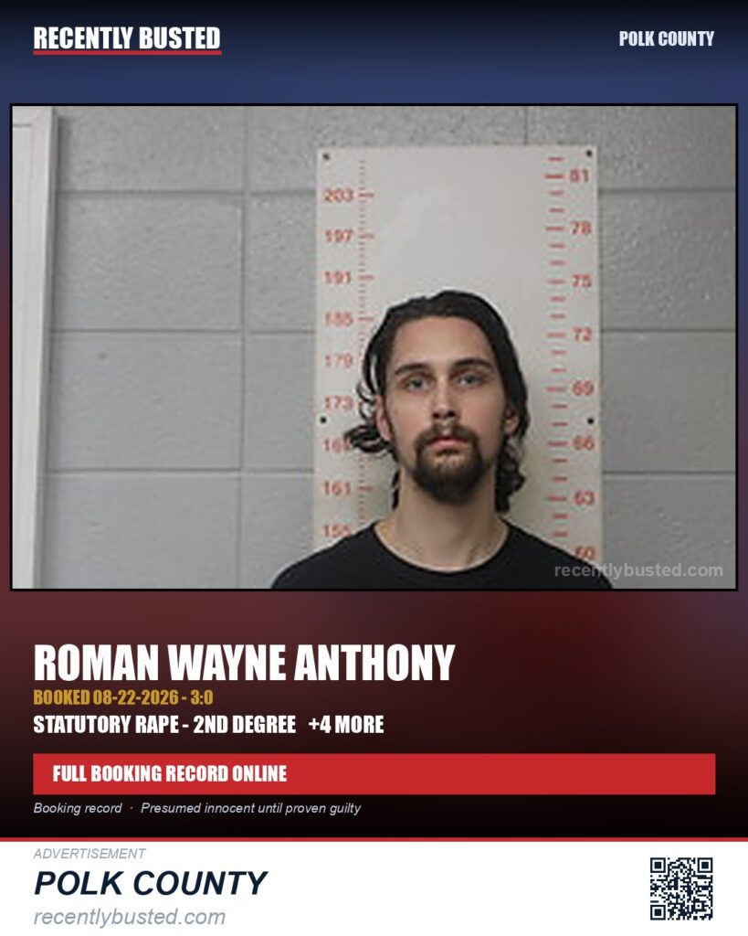 ANTHONY, ROMAN WAYNE — arrest record card, Polk County
