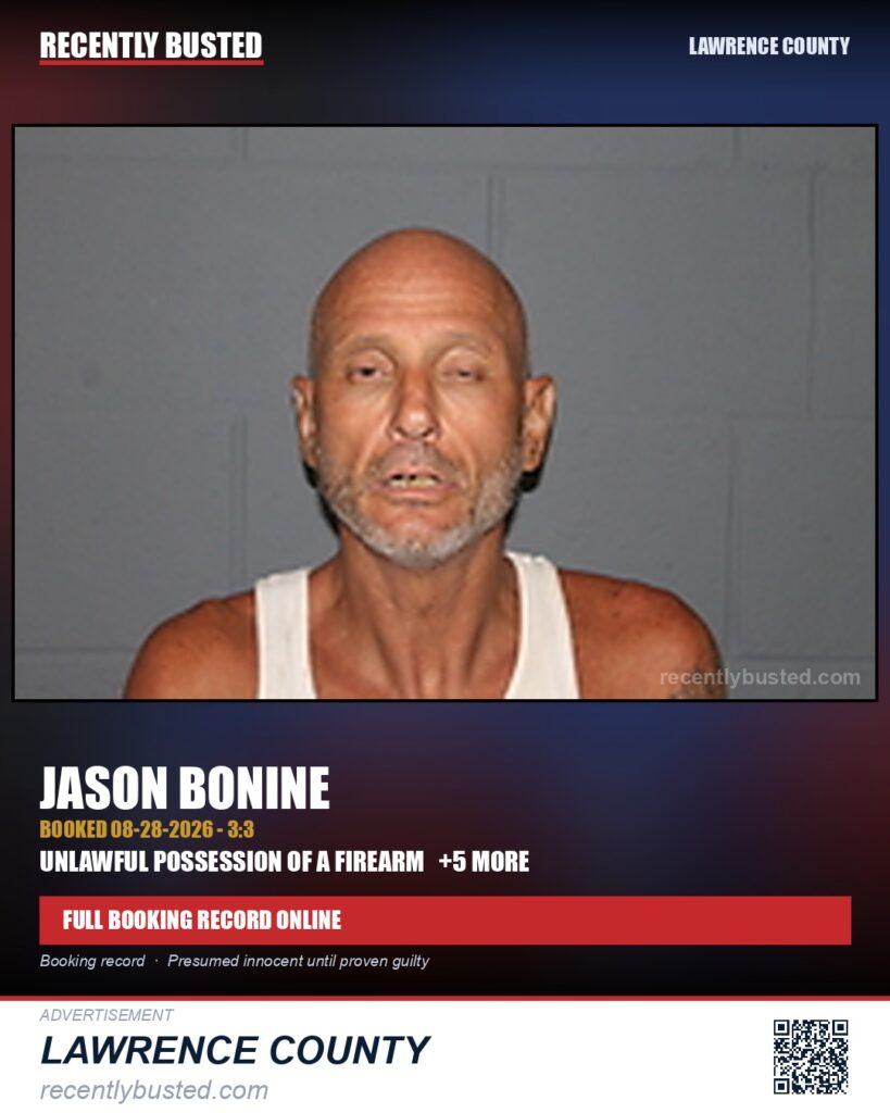 BONINE, JASON — arrest record card, Lawrence County