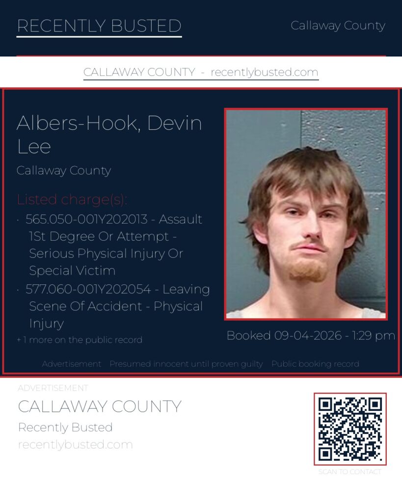 Albers-Hook, Devin Lee — arrest record card, Missouri