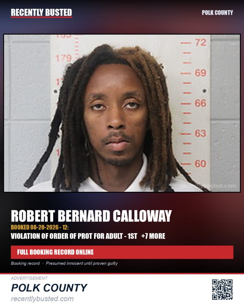 CALLOWAY, ROBERT BERNARD — arrest record card, Polk County
